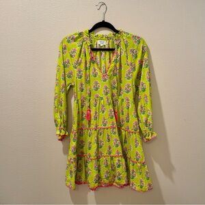 Pink City Prints Dress - XS - Luna Mini Dress in Lime Hibiscus